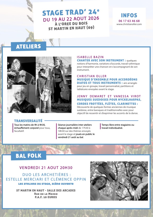 stage de musique avec christian oller, musicien à saint martin en haut aout 2026