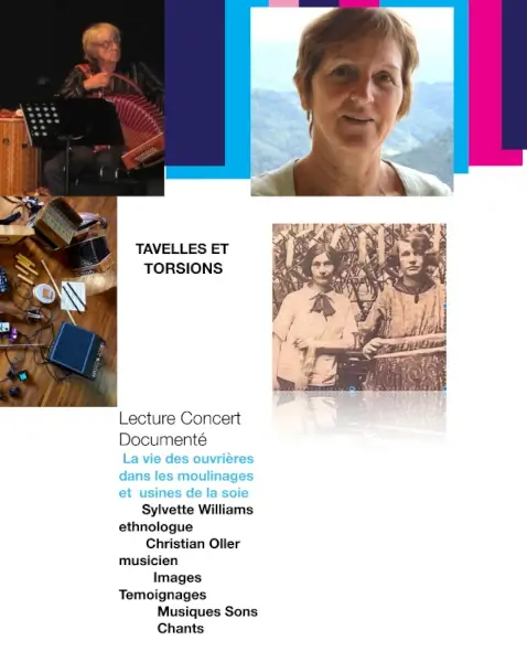 tavelle et torsions , lecture concert documenté, affiche su spectacle avec Christian oller, musicien